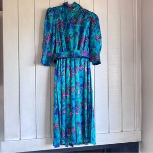 Vintage 80s Pellini Retro Long Sleeve Midi Dress